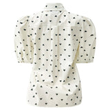 FLORA SS BLOUSE - CREME BLACK HEART