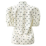 FLORA SS BLOUSE - CREME BLACK HEART
