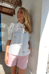 FLORA SS BLOUSE - OFFWHITE EMBROIDERY