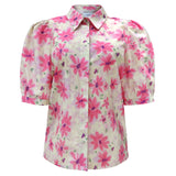 FLORA SS BLOUSE - PINK WATERCOLOR FLOWER