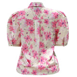 FLORA SS BLOUSE - PINK WATERCOLOR FLOWER