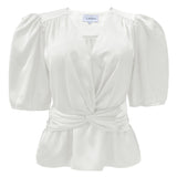 TIKI SS TWIST BLOUSE - BROWN