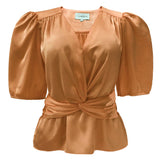 TIKI SS TWIST BLOUSE - BROWN