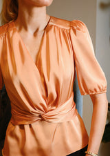 TIKI SS TWIST BLOUSE - DUSTY ROSE