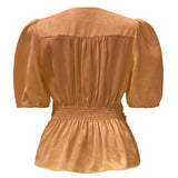 TIKI SS TWIST BLOUSE - BROWN
