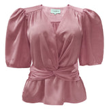 TIKI SS TWIST BLOUSE - BROWN