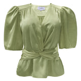 TIKI SS TWIST BLOUSE - BROWN