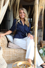 TIKI SS TWIST BLOUSE - BROWN