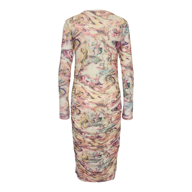 MESH-LS-LONG-DRESS - MULTI MARBLE