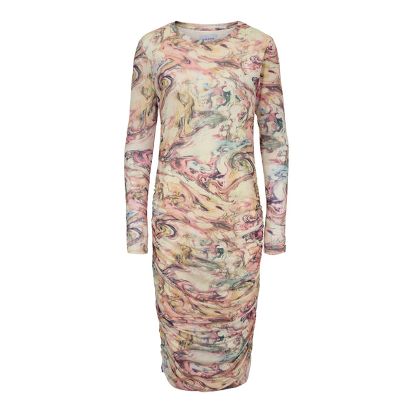 MESH-LS-LONG-DRESS - MULTI MARBLE