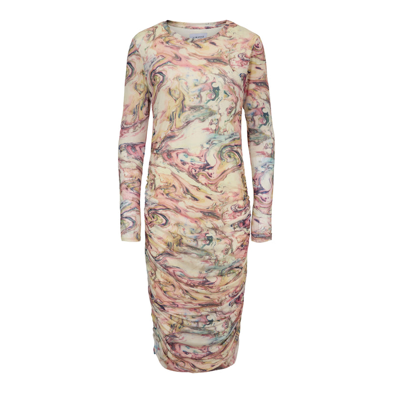 MESH-LS-LONG-DRESS - MULTI MARBLE