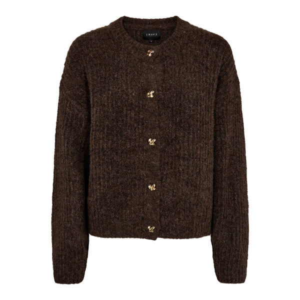 FRO O-NECK CARDIGAN - CHOCOLATE