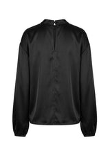 PIP LS BLOUSE - BLACK SATEEN SIMILI