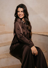 PIP LS BLOUSE - DARK BROWN