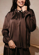 PIP LS BLOUSE - DARK BROWN