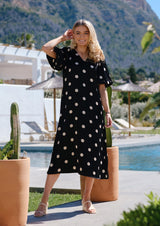 DOTTI DRESS - BLACK CREME DOT
