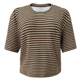 SUS TSHIRT - BROWN CREME STRIPE