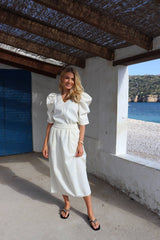 WINNIE VNECK BLOUSE - CREAMY