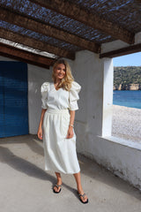 WINNIE VNECK BLOUSE - CREAMY