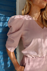 WINNIE VNECK BLOUSE - DUSTY ROSE