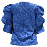 WINNIE VNECK BLOUSE - JACQUARD BLUE
