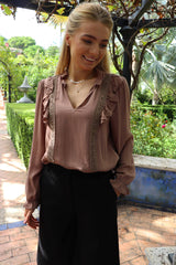 LAURA LS BLOUSE - NOUGAT BROWN