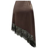 LOLA ASYMTERIC SKIRT - CHOCO BROWN