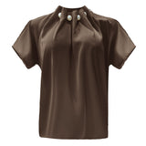 PIP SS PEARL BLOUSE - BROWN