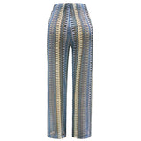 CROC PANTS - BLUE CREME STRIPE