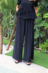 BOB WIDE PANTS - BLACK