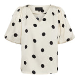 DOTTI BLOUSE - CREME BLACK DOT