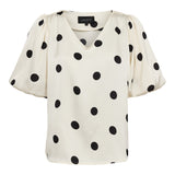 DOTTI BLOUSE - CREME BLACK DOT