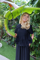 FIE FRILL BLOUSE - BLACK