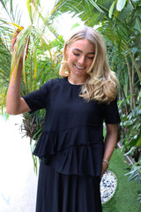 FIE FRILL BLOUSE - BLACK