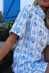 MIE SS SHIRT - CREME BLUE MUSSEL