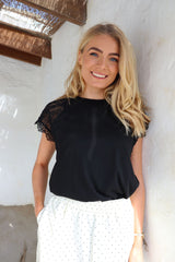 MILLA LACE TSHIRT - BLACK