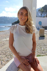 MILLA LACE TSHIRT - WHITE