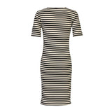 NATALIA SS TSHIRT DRESS - BLACK CREME STRIPE
