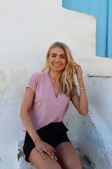 NUNI VNECK TSHIRT - DUSTY ROSE