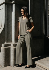 NUNI VNECK TSHIRT - KHAKI GREEN
