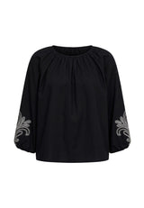 RIKKE BALLOON BLOUSE - BLACK SILVER