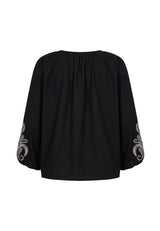 RIKKE BALLOON BLOUSE - BLACK SILVER