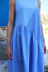 RIKKE NS DRESS - BLUE CHECKS