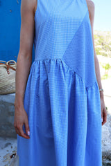 RIKKE NS DRESS - BLUE CHECKS