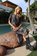 WEN SS DRESS - BLACK BROWN