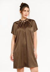 PIP SS PEARL DRESS - BROWN