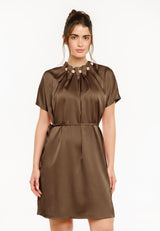 PIP SS PEARL DRESS - BROWN