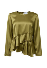 FIE LS FRILL BLOUSE - AVOCADO