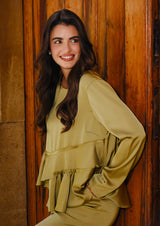 FIE LS FRILL BLOUSE - AVOCADO
