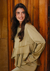 FIE LS FRILL BLOUSE - AVOCADO